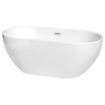Wyndham Collection - Brooklyn 60" Freestanding White Bathtub, Polished Chrome Drain and Overflow Trim - Enjoy a little tranquility and comfort in the Brooklyn freestanding bath. The oval, ergonomic design provides a comfortable, relaxing way to enjoy some much-deserved me time as you stretch out and enjoy a deep, relaxing soak. With its graceful curves and classic elegance, this versatile bathtub complements a wide range of tastes and styles. What could be better than luxury and practicality at an amazing price? Manufacturing Model No.: WCOBT200060