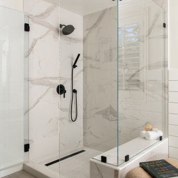 Porcelain Walk-In Shower Design with Seamless Flow in Remodel
