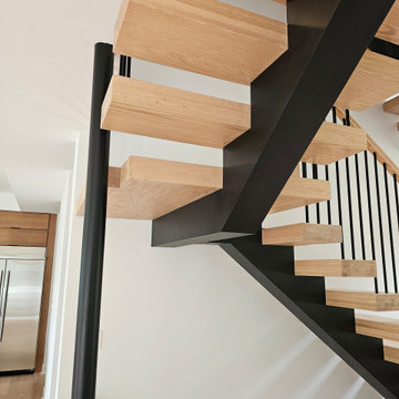 Project #124 | Contemporary Red Oak and Steel Staircase