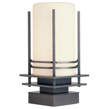 Banded Outdoor Pier Mount, Coastal Natural Iron Finish, Opal Glass