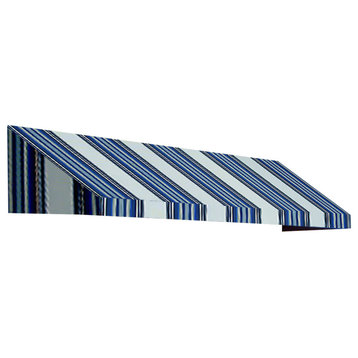 Awntech 5' New Yorker Acrylic Fabric Fixed Awning, Navy/Gray/White Multi