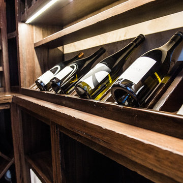 Custom Solid Wood Rack in Wine Cellar
