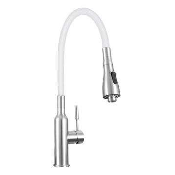 Transolid Kitchen/Laundry Faucet With Dual Spray and Flex Neck, Brushed Nickel/W
