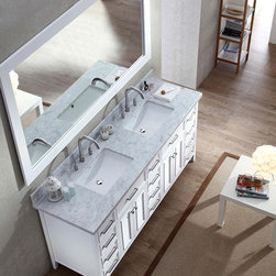 73 inch Cottage Double Sink Bathroom Vanity Set in White Finish - Bathroom Vanities And Sink Consoles