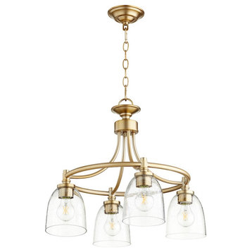 Quorum Rossington 4 Light Nook, Aged Brass/Clear Seeded