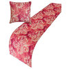 Luxury Pink Velvet CA King 86"x18" Bed Runner Only, Damask - Pink Dalliance