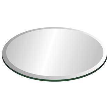 16" Tempered Glass Round Table Top, 1/2" Thickness, 1" Bevel