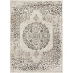 Well Woven - Well Woven Serenity Mora Vintage Medallion Ivory Area Rug 3'11" x 5'3" - The Serenity Collection is an exciting array of trendy geometric patterns and distressed-effect traditional designs, woven in a combination of cool, neutral tones with pops of vibrant color. The extra dense, 0.35" frieze yarn pile is low enough to fit under doors but maintains an exceptionally soft, plush feel. The yarn is stain resistant and doesn't shed or fade over time. Durable and easy to clean, these are perfect for long use in high traffic areas.