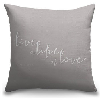 "Ephesians 5:1 - Scripture Art in White and Grey" Pillow 16"x16"