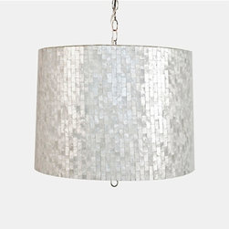 Worlds Away Capiz Shell Drum Pendant - Brick Large - Pendant Lighting