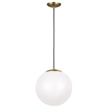 Leo - Hanging Globe LED Pendant Light in Satin Brass