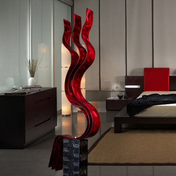 Modern Abstract Wall Sculpture by Jon Allen - Red Transitions by Jon Allen