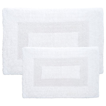 Bathroom Rugs 6PC Cotton Bathroom Mat Set for Bathroom, Kitchen, and More, White