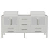63" White Cabinet, White Porcelain Top and Sinks