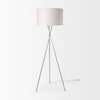 Ambrose 20.0Lx20.0Wx61.8H Silver Metal With Beige Fabric Shade Floor Lamp