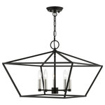 Livex Lighting - Devone 5 Light Black With Brushed Nickel Accents Chandelier - The Devone collection hints at a casual vibe. This five light square frame chandelier is shown in a black finish with brushed nickel finish accents. It will be a great feature in your modern loft or cabin as well as any transitional style interior.