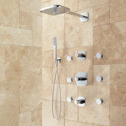 ARIN THERMOSTATIC SHOWER SYSTEM WITH HAND SHOWER & 6 JETS - Showerheads And Body Sprays