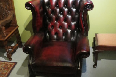 Leather classic wing back chair