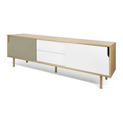 Dann Sideboard 201 with Wood Legs in White & Grey - Buffets And Sideboards