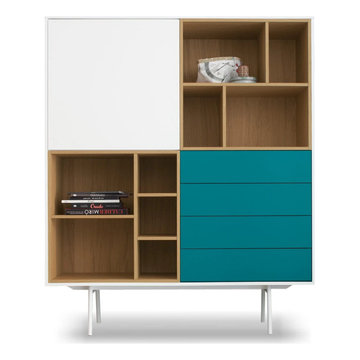 Code 6 large display white lacquered cabinet by Dall'Agnese