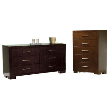 2 Piece Chest and Drawer Set in Dark Cappuccino