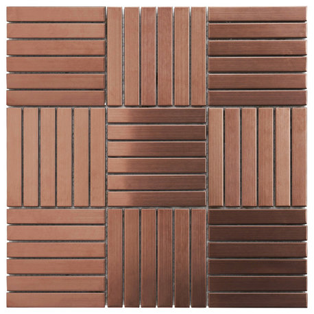 Modket Rose Gold Copper Color Metal Parquet Mosaic Tile Backsplash TDH356RG