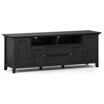 Simpli Home Amherst 72" Solid Wood TV Stand in Black