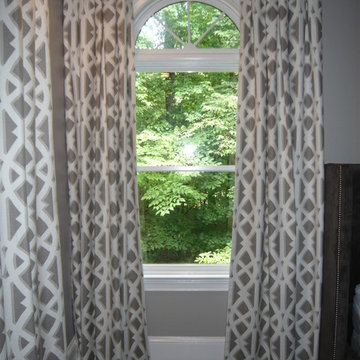 Sandy Springs home master bedroom box pleated drapes