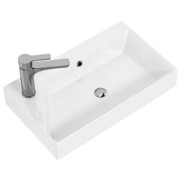 Energy 55 Bathroom Sink in Glossy White with Single Faucet Hole