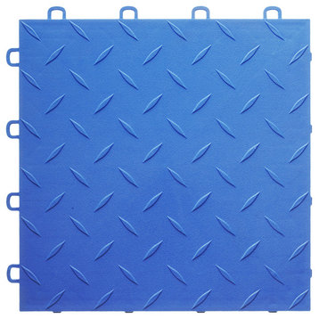 12"x12" Interlocking Garage Flooring Tiles, Diamond Top, Set of 27, Royal Blue