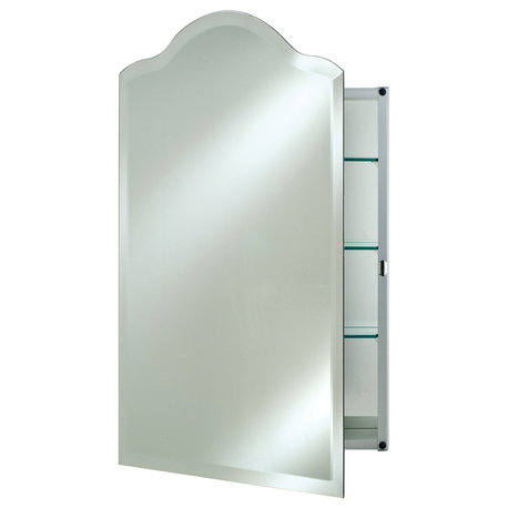 Scallop Top Frameless Medicine Cabinets, 20"x26", Right Hinge