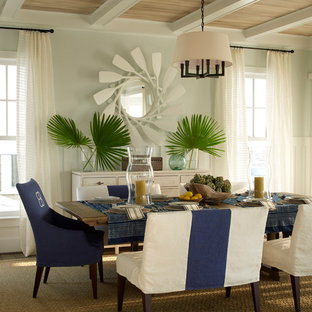 Dining room - beach style dining room idea in Jacksonville with blue walls