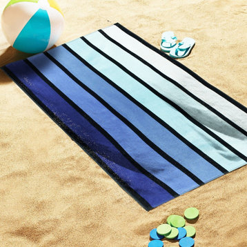 100% Egyptian Cotton Striped Pool Beach Towel, Faded Striped
