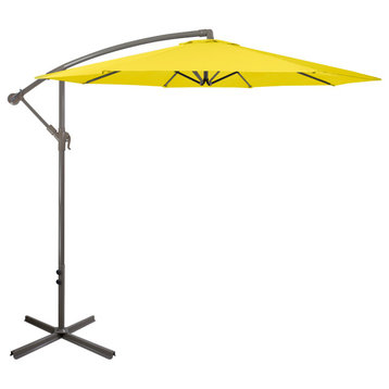 10ft Offset Outdoor Patio Umbrella with Hand Crank Yellow