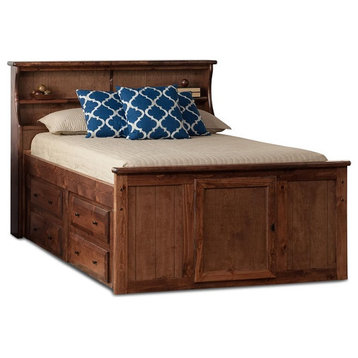 McCormick Road Full Size Bookcase Captains Bed, American Chestnut