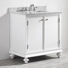Venice 36" Vanity, White Carrara Marble Top, White, 36", Without Mirror