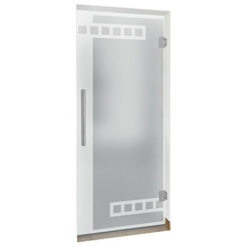 Swing Glass Door, With Tape Design, Full-Private, 28"x80" Inches, 3/8" (10mm)