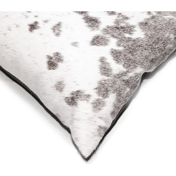 Torino Cowhide Pillow, Gray/White, 12"x20"