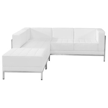 Flash Furniture Imagination 3 Piece Leather Sectional Set in White
