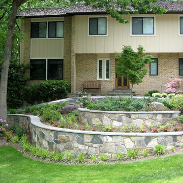 Terraced and Curved Stone Retaining Walls