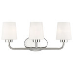 Savoy House - Capra 3-Light Bath Vanity Fixture, Polished Nickel - Add chic style to any bathroom with the Savoy House Capra 3-light bath bar. Its substantial structure features classic details along with white opal glassshades that are tapered like lamp shades and open at the top to give off a flattering glow. The large oval-shaped backplate helps to cover up any holes left behind from replacing old bath bars too. Plus the hardware for this fixture has been thoughtfully moved to the side of the backplate allowing for a crisp and clean look. Finished in polished nickel. This fixture is 22" wide and 9" tall. It extends 6.5" from the wall. Uses 3 standard size bulbs of up to 60 watts each (not included).