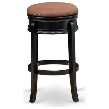 Stool Counter Height- Backless Stool, Round Shape, Counter Bar Stool In Black