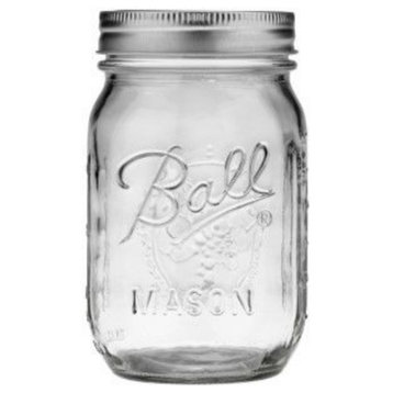 Ball Regular Mouth Mason Jars, 1 Pint 16 oz., Box of 12