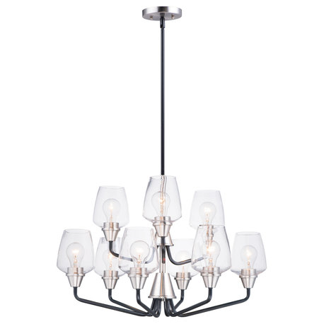 Maxim Lighting 26127CLBKSN Goblet 9-Light Chandelier in Black / Satin Nickel