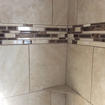 Custom Tile Shower with Mosaic Face