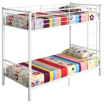 Pemberly Row Twin over Twin Metal Bunk Bed in White