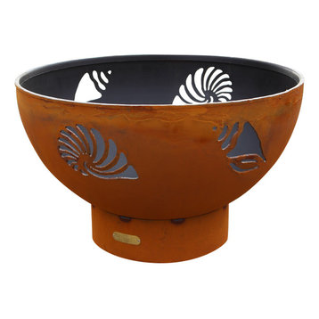 Beachcomber Fire Bowl With Conch Seashell Cutouts