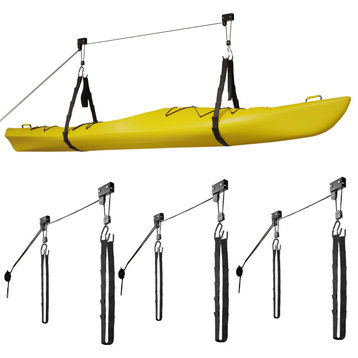 Set of 4 Overhead Pulley Kayak Storage Hoists Systems With 125lb Capacity