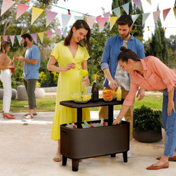 Breeze Bar Outdoor Patio Furniture and Hot Tub Side Table with 17 Gallon Beer an - Coolers And Ice Chests