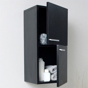 Senza Bathroom Linen Side Cabinet Storage Areas in Black